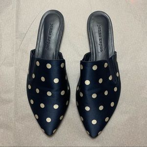 Jenni Kayne navy polka dot mules 37